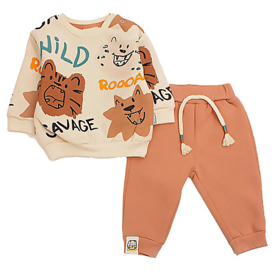 Комплект утеплённый для девочки и мальчика Miniworld 18446 кофейный 1